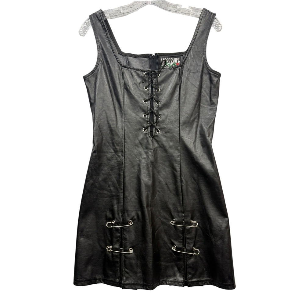 Vintage Lip Service Faux Leather Mini Dress Gothic Punk Club Grunge Y2K‎ M